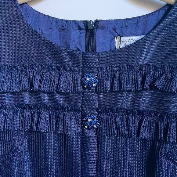 David Charles Black Label Girls Navy Dress - Picture 2 of 6